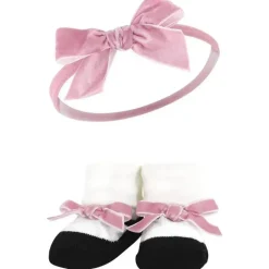 Baby Vision Baby Hair Accessories|Clothing Gift Set*- Hudson Baby Girl's Headband and Socks Giftset, Blush Mint