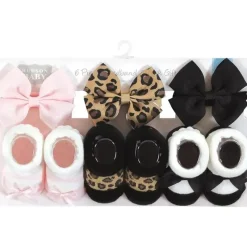 Baby Vision Baby Hair Accessories*- Hudson Baby Girl's Headband and Socks Giftset, Leopard
