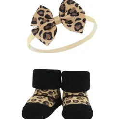 Baby Vision Baby Hair Accessories*- Hudson Baby Girl's Headband and Socks Giftset, Leopard