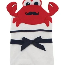 Baby Vision Baby Bath Towels*- Hudson Baby Unisex Baby Cotton Animal Face Hooded Towel, Mr Crab