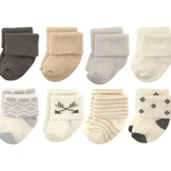 Baby Vision Baby Gloves & Socks*- Hudson Baby Baby Girls' Cotton Rich Newborn and Terry Socks, Aztec, 0-6M, 8Pk