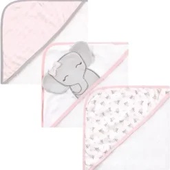 Baby Vision Baby Bath Towels*- Hudson Baby Unisex Baby Cotton Rich Hooded Towels, Cute Elephant