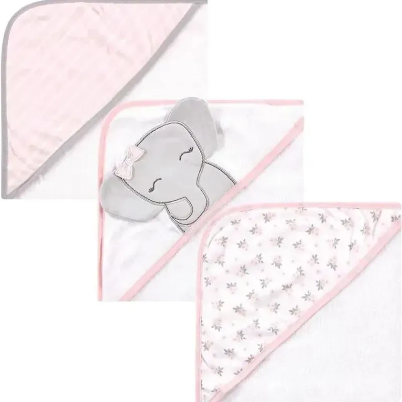 Baby Vision Baby Bath Towels*- Hudson Baby Unisex Baby Cotton Rich Hooded Towels, Cute Elephant