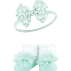 Baby Vision Baby Hair Accessories|Clothing Gift Set*- Hudson Baby Girl's Headband and Socks Giftset, Mermaid
