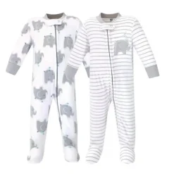 Baby Vision Baby One-Pieces*- Hudson Baby Unisex 2Pk Fleece Zipper Sleep & Play, Elephants