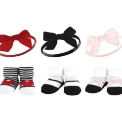 Baby Vision Baby Hair Accessories|Clothing Gift Set*- Hudson Baby Girl's Headband and Socks Giftset, Red Pink