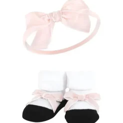 Baby Vision Baby Hair Accessories|Clothing Gift Set*- Hudson Baby Girl's Headband and Socks Giftset, Red Pink