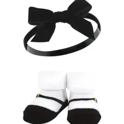 Baby Vision Baby Hair Accessories|Clothing Gift Set*- Hudson Baby Girl's Headband and Socks Giftset, Red Pink