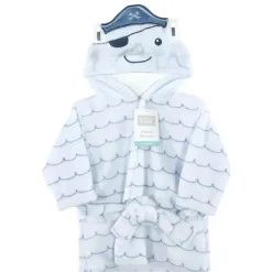 Baby Vision Bath Gift Set|Baby Robes*- Hudson Baby Unisex Baby Plush Animal Face Bathrobe, Narwhal