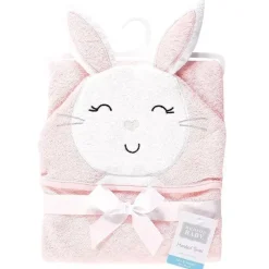 Baby Vision Baby Bath Towels*- Hudson Baby Cotton Animal Face Hooded Towel, Pink Bunny