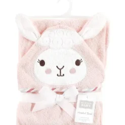 Baby Vision Baby Bath Towels*- Hudson Baby Unisex Baby Cotton Animal Face Hooded Towel, Pink Llama