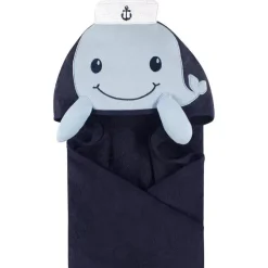 Baby Vision Baby Bath Towels*- Little Treasure Unisex Baby Cotton Animal Face Hooded Towel, Sailor Whale