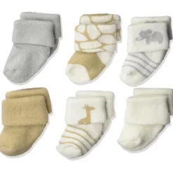 Baby Vision Baby Gloves & Socks*- Luvable Friends Unisex Baby Newborn and Baby Socks Set, Safari, 0-3M, 6Pk