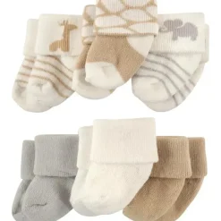 Baby Vision Baby Gloves & Socks*- Luvable Friends Unisex Baby Newborn and Baby Socks Set, Safari, 0-3M, 6Pk