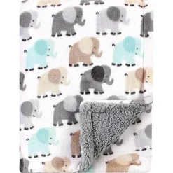 Baby Vision Blankets & Quilts*- Luvable Friends Unisex Baby Plush Blanket with Sherpa Back, Gray Elephant