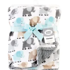 Baby Vision Blankets & Quilts*- Luvable Friends Unisex Baby Plush Blanket with Sherpa Back, Gray Elephant