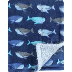 Baby Vision Blankets & Quilts*- Luvable Friends Unisex Baby Plush Blanket with Sherpa Back, Whale