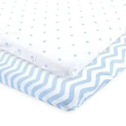 Baby Vision Mattresses, Pads & Covers*- Luvable Friends Unisex Baby Fitted Playard Sheet, Blue Chevron Stars