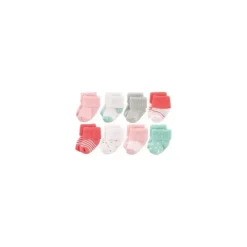Baby Vision Baby Gloves & Socks*- Luvable Friends Unisex Baby Newborn and Baby Socks Set, Coral Dot, 0-6M, 8Pk