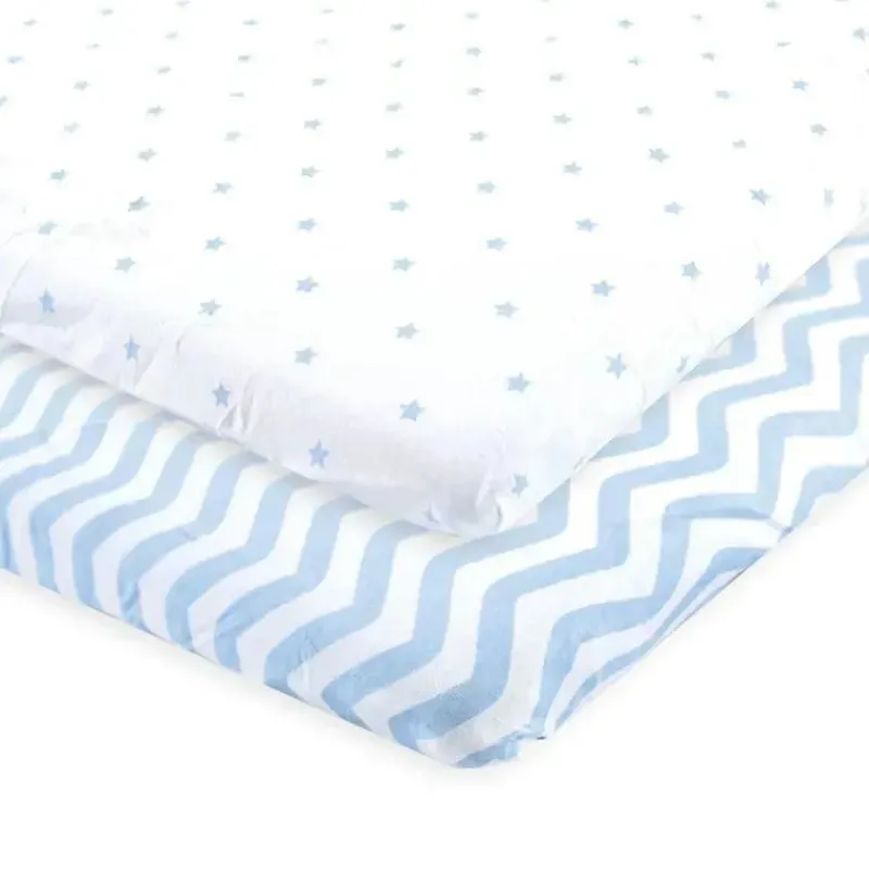 Baby Vision Mattresses, Pads & Covers*- Luvable Friends Unisex Baby Fitted Crib Sheet, Blue Chevron Stars