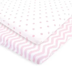 Baby Vision Mattresses, Pads & Covers*- Luvable Friends Unisex Baby Fitted Crib Sheet, Pink Chevron Dot