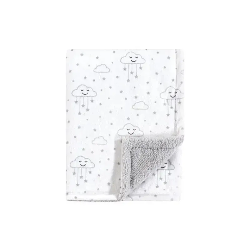 Baby Vision Blankets & Quilts*- Mink With Sherpa Back, Gray Clouds