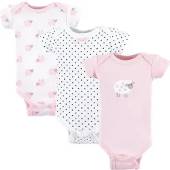 Baby Vision Preemie Clothing*- 3Pc Baby Girl Bodysuit, Preemie, Pink Sheep
