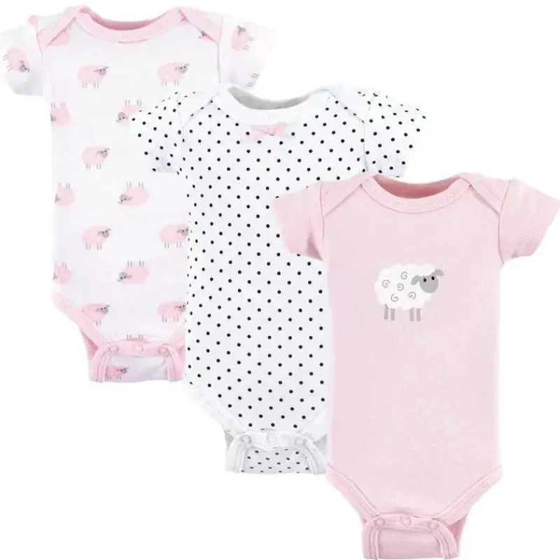 Baby Vision Preemie Clothing*- 3Pc Baby Girl Bodysuit, Preemie, Pink Sheep