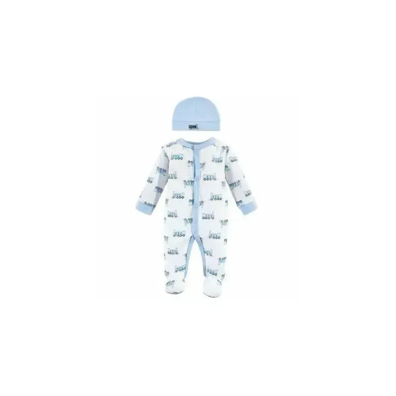 Baby Vision Preemie Clothing*- 2Pk Baby Boy Snap Sleep and Play and Cap Set, Preemie, Train