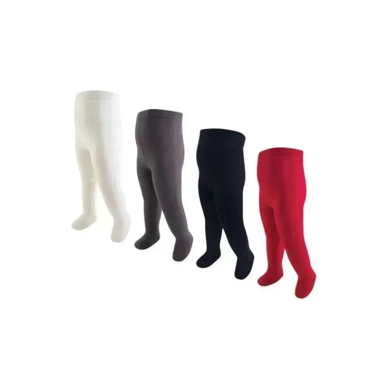 Baby Vision Organic*- 4Pk Baby Girl Cotton Tights, Red/Navy