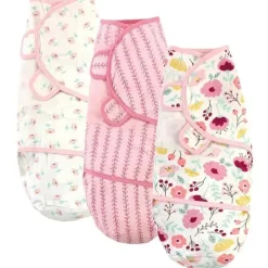 Baby Vision Organic|Baby Sleep Training*- 3Pk Baby Girl Organic Swaddle Wraps, Botanical, 0/3M