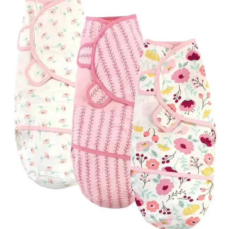 Baby Vision Organic|Baby Sleep Training*- 3Pk Baby Girl Organic Swaddle Wraps, Botanical, 0/3M