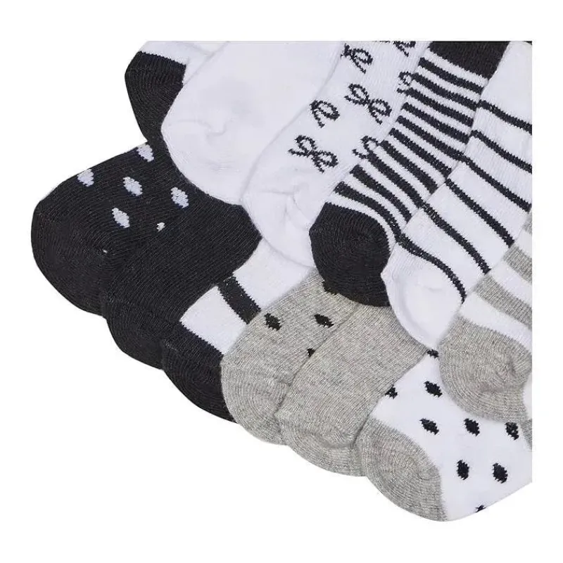 Baby Vision Baby Gloves & Socks*- 12Pk Baby Girl Gray & Black Cotton Socks