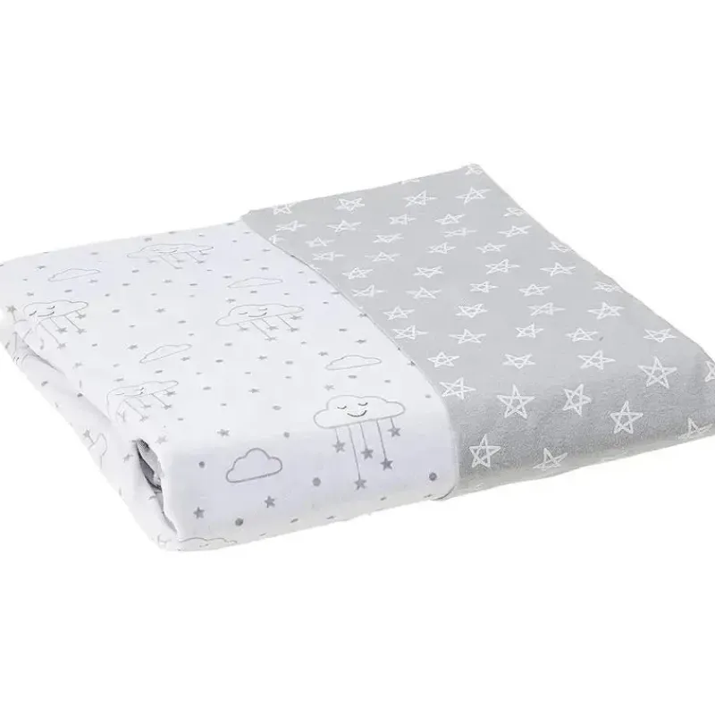 Baby Vision Crib & Bed Sheets*- 2Pk Crib Sheet 28X52 In Gray Clouds