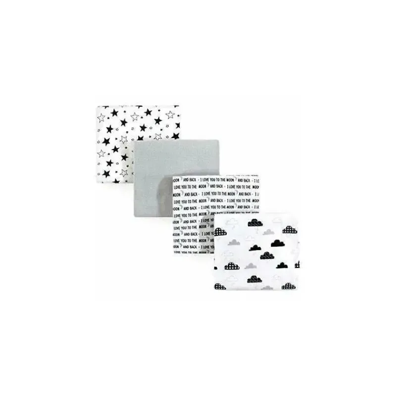 Baby Vision Blankets & Quilts*- 4Pk Flannel Receiving Blanket, Moon And Back