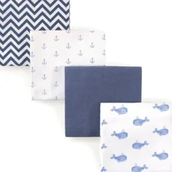 Baby Vision Swaddles & Wearable Blankets*- 4Pk Flannel Receiving Blankets Blue Whale