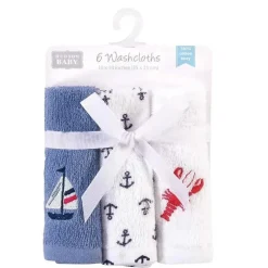 Baby Vision Baby Washcloths*- 6Pk Hudson Baby Unisex Baby Super Soft Cotton Washcloths, Lobster