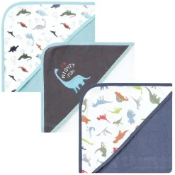 Baby Vision Baby Bath Towels*- 3Pk Hudson Baby Cotton Rich Hooded Towels, Dinosaurs