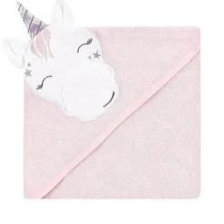 Baby Vision Baby Bath Towels*- 3Pk Hudson Baby Cotton Rich Hooded Towels, Pink Unicorn