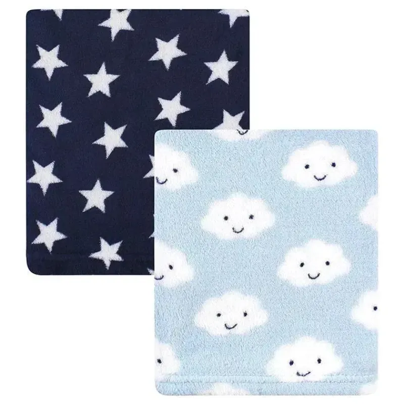 Baby Vision Blankets & Quilts*- 2Pk Hudson Baby Silky Plush and Coral Fleece Blanket, Cloud