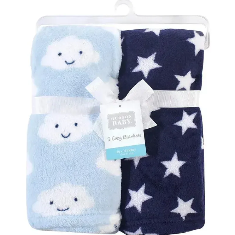 Baby Vision Blankets & Quilts*- 2Pk Hudson Baby Silky Plush and Coral Fleece Blanket, Cloud