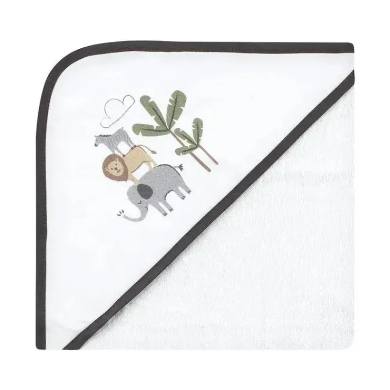 Baby Vision Baby Bath Towels*- 3Pk Hudson Baby Cotton Rich Hooded Towels, Safari Life