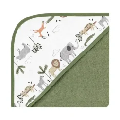 Baby Vision Baby Bath Towels*- 3Pk Hudson Baby Cotton Rich Hooded Towels, Safari Life