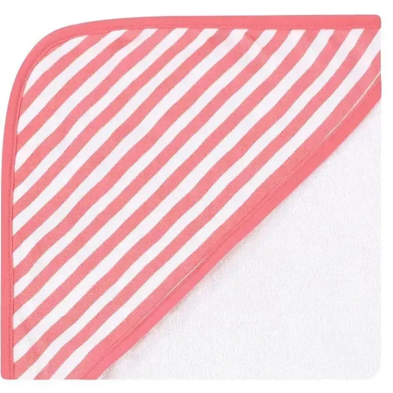 Baby Vision Baby Bath Towels*- 3Pk Hudson Baby Cotton Rich Hooded Towels, Coral Flamingo
