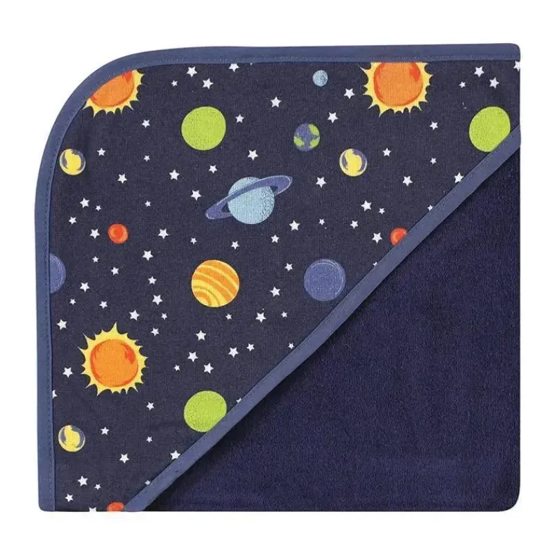 Baby Vision Baby Bath Towels*- 3Pk Hudson Baby Cotton Rich Hooded Towels, Solar System