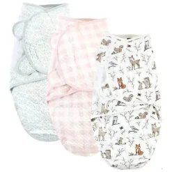 Baby Vision Swaddles & Wearable Blankets*- 3Pk Hudson Baby Quilted Cotton Swaddle Wrap, Enchanted Forest