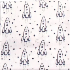 Baby Vision Crib & Bed Sheets*- 7Pk Receiving Blankets Flannel, Rocket Ship