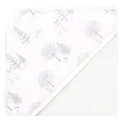 Baby Vision Organic|Baby Bath Towels*- 3Pk Touched by Nature Baby Organic Cotton Hooded Towels, Gray Woodland