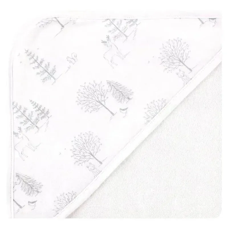 Baby Vision Organic|Baby Bath Towels*- 3Pk Touched by Nature Baby Organic Cotton Hooded Towels, Gray Woodland