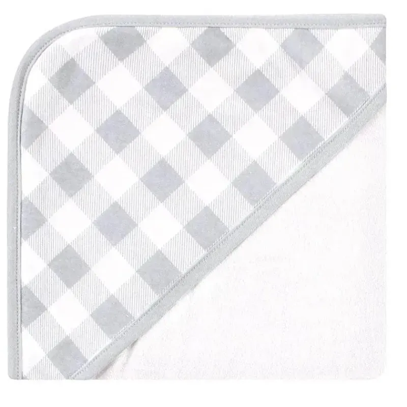 Baby Vision Organic|Baby Bath Towels*- 3Pk Touched by Nature Baby Organic Cotton Hooded Towels, Gray Woodland